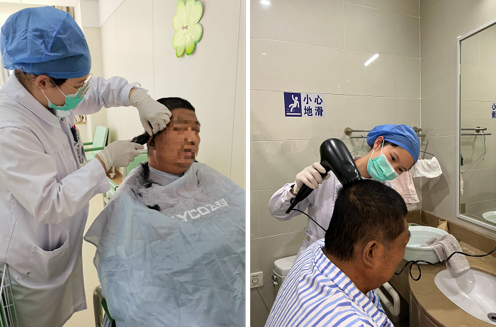 护士变身“理发师” 暖心举措感动患者.png